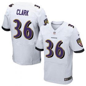 Wholesale Cheap Nike Ravens #36 Chuck Clark White Men\'s Stitched NFL New Elite Jersey