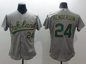 Wholesale Cheap Athletics #24 Rickey Henderson Grey Flexbase Authentic Collection Stitched MLB Jersey