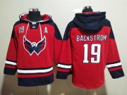 Wholesale Cheap Men's Washington Capitals #19 Nicklas Backstrom Red Ageless Must Have Lace Up Pullover Hoodie