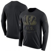 Wholesale Cheap Men's Cincinnati Bengals Nike Black Salute to Service Sideline Legend Performance Long Sleeve T-Shirt