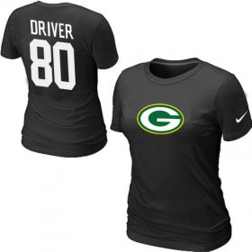 Wholesale Cheap Women\'s Nike Green Bay Packers #80 Donald Driver Name & Number T-Shirt Black