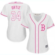 Wholesale Cheap Red Sox #34 David Ortiz White/Pink Fashion Women's Stitched MLB Jersey