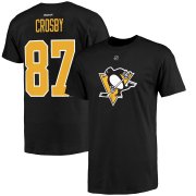 Wholesale Cheap Pittsburgh Penguins #87 Sidney Crosby Reebok Name and Number Player T-Shirt Black