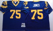 Wholesale Cheap Mitchell And Ness Rams #75 Deacon Jones Blue Throwback Stitched NFL Jersey