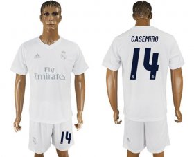 Wholesale Cheap Real Madrid #14 Casemiro Marine Environmental Protection Home Soccer Club Jersey