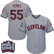 Wholesale Cheap Indians #55 Roberto Perez Grey Road 2016 World Series Bound Stitched Youth MLB Jersey