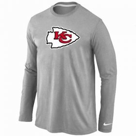 Wholesale Cheap Nike Kansas City Chiefs Logo Long Sleeve T-Shirt Grey