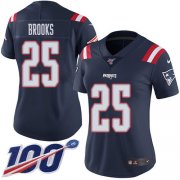Wholesale Cheap Nike Patriots #25 Terrence Brooks Navy Blue Women's Stitched NFL Limited Rush 100th Season Jersey