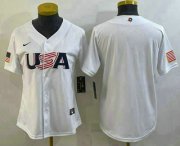 Cheap Women's USA Baseball Blank 2023 White World Baseball Classic Stitched Jerseys