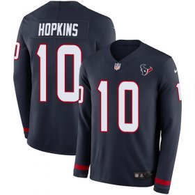 Wholesale Cheap Nike Texans #10 DeAndre Hopkins Navy Blue Team Color Men\'s Stitched NFL Limited Therma Long Sleeve Jersey