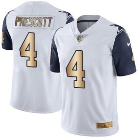 Wholesale Cheap Nike Cowboys #4 Dak Prescott White Youth Stitched NFL Limited Gold Rush Jersey