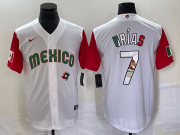 Wholesale Cheap Men's Mexico Baseball #7 Julio Urias Number 2023 White Red World Classic Stitched Jersey 15