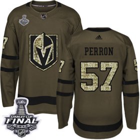 Wholesale Cheap Adidas Golden Knights #57 David Perron Green Salute to Service 2018 Stanley Cup Final Stitched Youth NHL Jersey