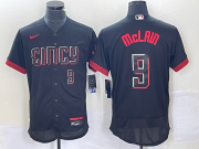 Wholesale Cheap Men's Cincinnati Reds #9 Matt McLain Number Black 2023 City Connect Flex Base Stitched Jersey2