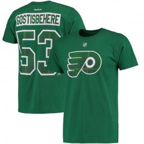 Wholesale Cheap Philadelphia Flyers #53 Shayne Gostisbehere Reebok St. Paddy\'s Day Name & Number T-Shirt Green