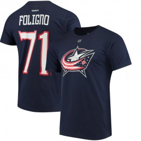 Wholesale Cheap Columbus Blue Jackets #71 Nick Foligno Reebok Home Name & Number T-Shirt Navy