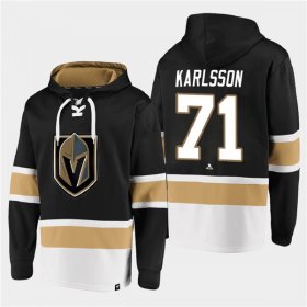 Wholesale Cheap Men\'s Vegas Golden Knights #71 William Karlsson Black All Stitched Sweatshirt Hoodie