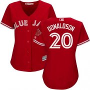 Wholesale Cheap Blue Jays #20 Josh Donaldson Red Canada Day Women's Stitched MLB Jersey