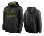 Wholesale Cheap Men's Los Angeles Chargers #13 Keenan Allen Black 2020 Salute To Service Sideline Performance Pullover Hoodie