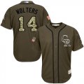 Wholesale Cheap Rockies #14 Tony Wolters Green Salute to Service Stitched MLB Jersey