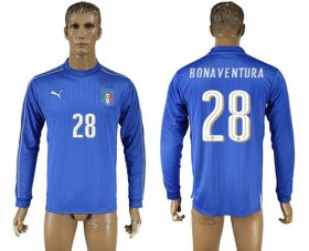 Wholesale Cheap Italy #28 Bonaventura Blue Home Long Sleeves Soccer Country Jersey