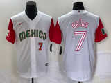 Wholesale Cheap Men's Mexico Baseball #7 Julio Urias Number 2023 White Red World Classic Stitched Jersey42
