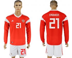 Wholesale Cheap Russia #21 Erokhin Red Home Long Sleeves Soccer Country Jersey