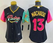 Cheap Women's San Diego Padres #13 Manny Machado Black 2022 City Connect Cool Base Stitched Jersey