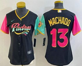 Cheap Women\'s San Diego Padres #13 Manny Machado Black 2022 City Connect Cool Base Stitched Jersey