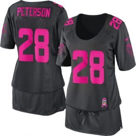 Wholesale Cheap Nike Vikings #28 Adrian Peterson Dark Grey Women\'s Breast Cancer Awareness Stitched NFL Elite Jersey