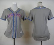 Wholesale Cheap Mets Blank Grey Road Women's Stitched MLB Jersey