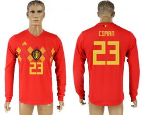 Wholesale Cheap Belgium #23 Ciman Red Home Long Sleeves Soccer Country Jersey