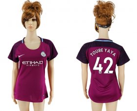 Wholesale Cheap Women\'s Manchester City #42 Toure Yaya Away Soccer Club Jersey