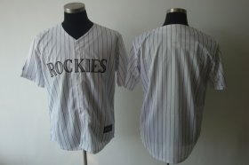 Wholesale Cheap Rockies Blank White Strip Cool Base Stitched MLB Jersey