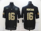 Wholesale Cheap Men's San Francisco 49ers #16 Joe Montana Black Camo 2020 Salute To Service Stitched NFL Nike Limited Jersey