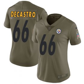 Wholesale Cheap Nike Steelers #66 David DeCastro Olive Women\'s Stitched NFL Limited 2017 Salute to Service Jersey