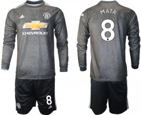 Wholesale Cheap Men 2020-2021 club Manchester united away long sleeve 8 black Soccer Jerseys