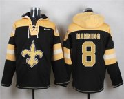 Wholesale Cheap Nike Saints #8 Archie Manning Black Player Pullover NFL Hoodie