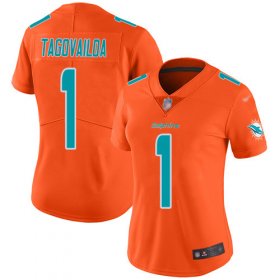 Wholesale Cheap Nike Dolphins #1 Tua Tagovailoa Orange Women\'s Stitched NFL Limited Inverted Legend Jersey