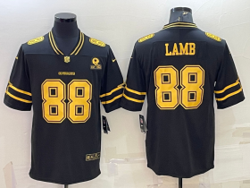 Wholesale Cheap Men\'s Dallas Cowboys #88 CeeDee Lamb Black Gold Edition With 1960 Patch Limited Stitched Football Jersey