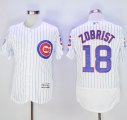 Wholesale Cheap Cubs #18 Ben Zobrist White Flexbase Authentic Collection with 100 Years at Wrigley Field Commemorative Patch Stitched MLB Jersey