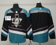 Wholesale Cheap Adidas Ducks Blank Black/Teal Alternate Authentic Stitched NHL Jersey