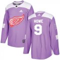 Wholesale Cheap Adidas Red Wings #9 Gordie Howe Purple Authentic Fights Cancer Stitched Youth NHL Jersey
