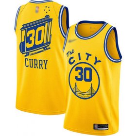 Wholesale Cheap Warriors #30 Stephen Curry Gold Basketball Swingman Hardwood The City Classic Edition Jersey