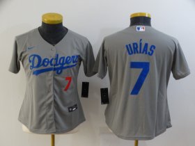 Wholesale Cheap Women\'s Los Angeles Dodgers #7 Julio Urias Grey Stitched MLB Cool Base Nike Jersey