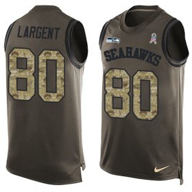 Wholesale Cheap Nike Seahawks #80 Steve Largent Green Men\'s Stitched NFL Limited Salute To Service Tank Top Jersey