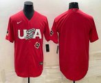 Cheap Men's USA Baseball Blank 2023 Red World Classic Stitched Jersey