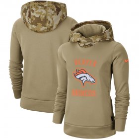 Wholesale Cheap Women\'s Denver Broncos Nike Khaki 2019 Salute to Service Therma Pullover Hoodie