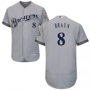 Wholesale Cheap Brewers #8 Ryan Braun Grey Flexbase Authentic Collection Stitched MLB Jersey