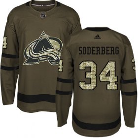 Wholesale Cheap Adidas Avalanche #34 Carl Soderberg Green Salute to Service Stitched NHL Jersey